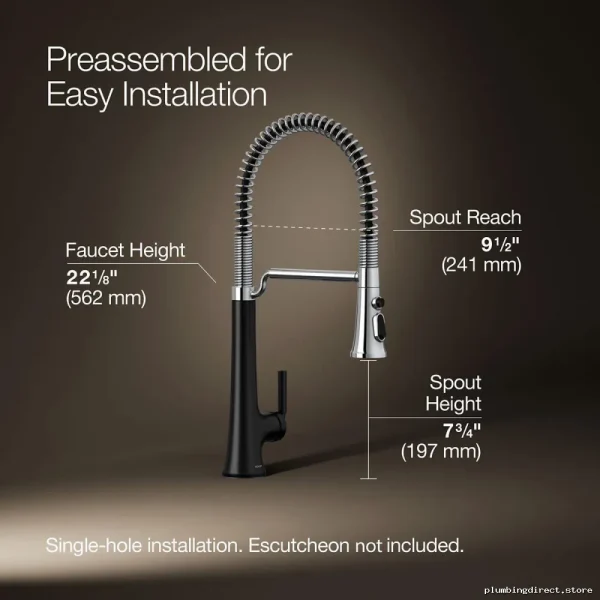 Semi-Pro Kitchen Faucet with Pull-Down Spray - Chrome/Matte Black Kohler - Image 3