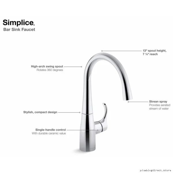 Kohler Simplice Bar Faucet Model #22034-CP in Polished Chrome - Image 3