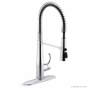 Kohler Simplice Semi-Pro Kitchen Faucet with Spring Pull-Down Spray in Polished Chrome