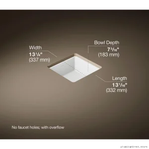Kohler Space-Saving White Square Undermount Bathroom Sink - Modern Design 8188-0