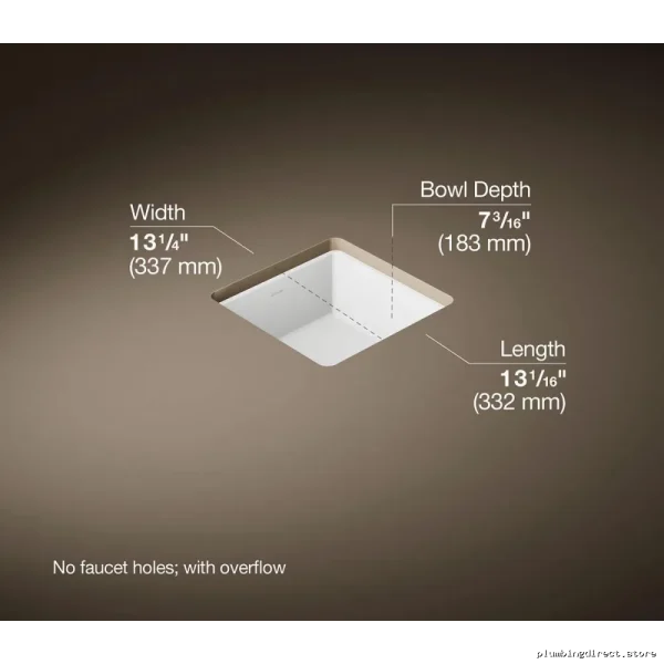 Kohler Space-Saving White Square Undermount Bathroom Sink - Modern Design 8188-0