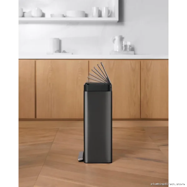 Kohler 8 Gallon Black Stainless Steel Step Trash Can - Image 4