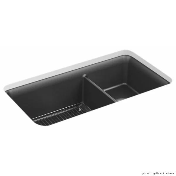 KOHLER Double Basin Stainless Steel Under Mount Kitchen Sink with Drainboard - Image 2