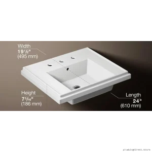 Kohler Tresham Pedestal Sink Top - White Bathroom Vanity