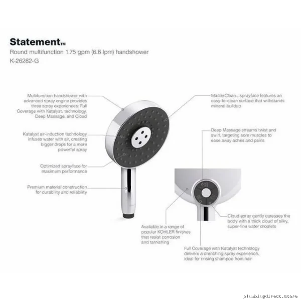 Kohler Bold Round Design Triple Spray Matte Black Hand Shower - Image 2