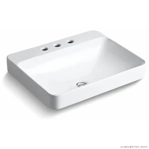 Modern White Rectangle Vessel Sink for Bathroom - Kohler Vox