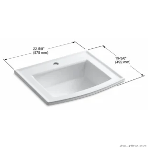 Kohler White Archer Drop-In Bathroom Sink - Single Hole Design 2356-1-0