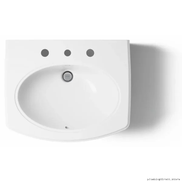 Kohler White Wall-Mounted Bathroom Sink - 2028-8-0 Modern Design for Widespread Faucets - Image 3