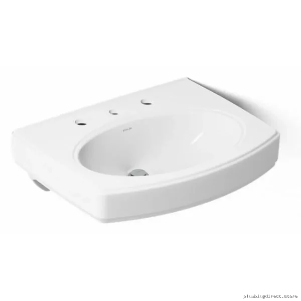 Kohler White Wall-Mounted Bathroom Sink - 2028-8-0 Modern Design for Widespread Faucets - Image 4