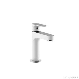 Modern Single Hole Bathroom Faucet Chrome/White - Kontour Kalia