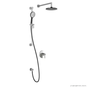 Kontour Thermostatic Shower System with Wall Arm - Valveless Black/Chrome