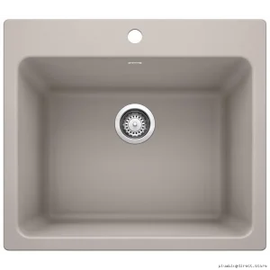 Laven Dual-Mount Laundry Utility Sink | SilGranite Single Bowl in Rich Truffles | Model #Blanco-...