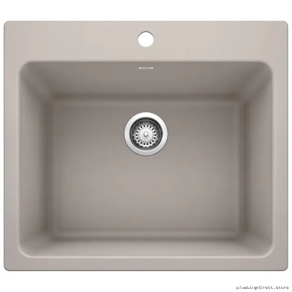 Laven Dual-Mount Laundry Utility Sink | SilGranite Single Bowl in Rich Truffles | Model #Blanco-...