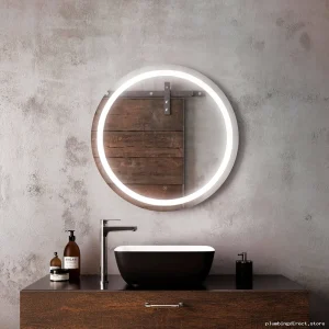 LED Illuminated 30-Inch Round Bathroom Vanity Mirror with Brightening Light