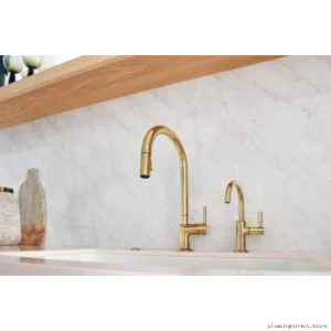 Odin Less Handle Kitchen Faucet with Pulldown Spray - Brilliance Polished Gold