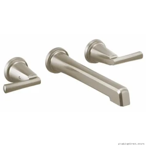 Levoir Minimalist Single Hole Wall-Mounted Bathroom Faucet Trim Kit 1.2 GPM Low-Flow Less Handles Brushed Nickel