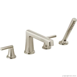 Levoir Single Handle Roman Tub & Shower Faucet Kit with Hand Held Luxe Nickel