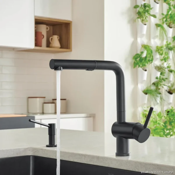 Linus Kitchen Faucet with Retractable Spray Head - Matte Black Finish Model 526374 - Image 2
