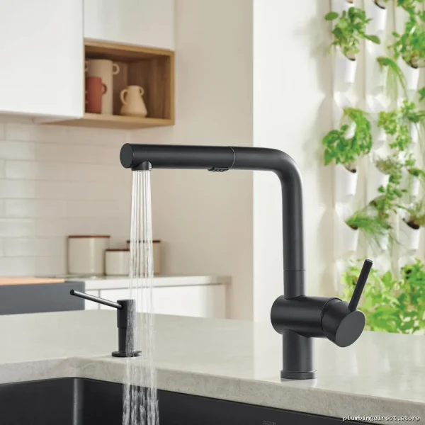 Linus Kitchen Faucet with Retractable Spray Head - Matte Black Finish Model 526374 - Image 5