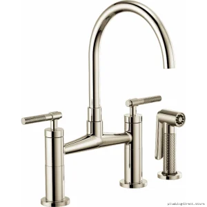 Litze Bridge Faucet Arc Spout & Knurled Handle in Polished Nickel - Litze Model