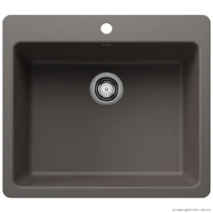 Liven 25 Inch Dual Mount 1 Bowl Kitchen Sink - Volcano Gray & Blanco