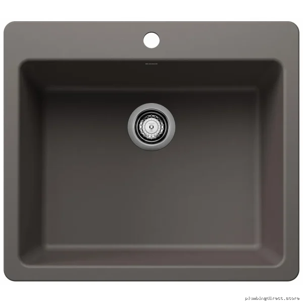 Liven 25 Inch Dual Mount 1 Bowl Kitchen Sink - Volcano Gray & Blanco