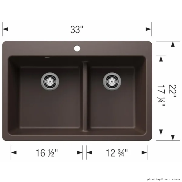Liven 33 Silgranit Dual Mount Kitchen Sink with 1.75-Bowl Low Divide - Café 403647 Blanco - Image 2