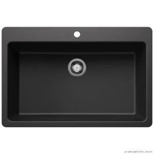 Anthracite Dual Mount Silgranit Kitchen Sink by Liven - Stainless Steel Blanco