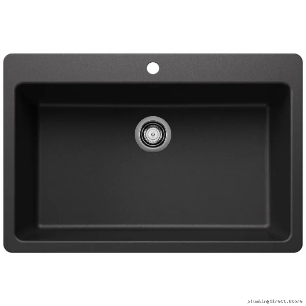 Anthracite Dual Mount Silgranit Kitchen Sink by Liven - Stainless Steel Blanco
