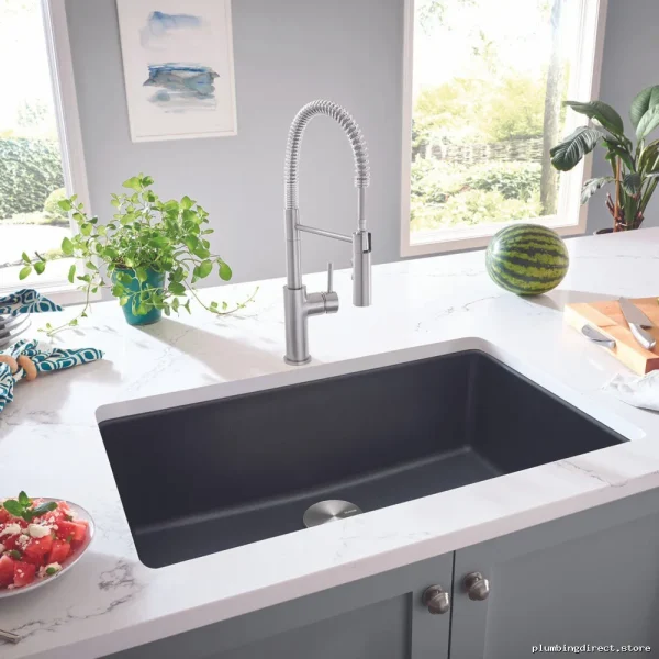 Anthracite Dual Mount Silgranit Kitchen Sink by Liven - Stainless Steel Blanco - Image 3