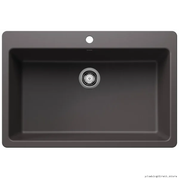 Liven 33 Single Bowl Dual Mount Silgranit Sink - Durable Cinder Gray Kitchen Basin