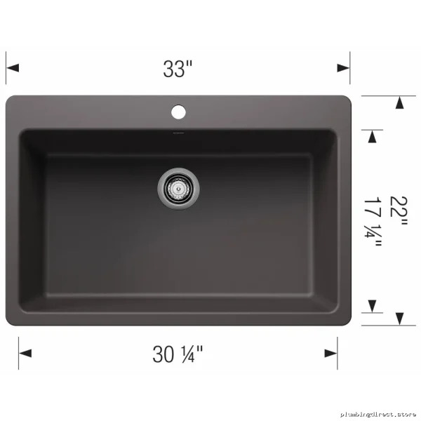 Liven 33 Single Bowl Dual Mount Silgranit Sink - Durable Cinder Gray Kitchen Basin - Image 2
