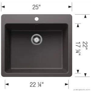 LIVEN SINGLE BOWL DUAL-MOUNT KITCHEN SINK – CINDER FINISH MODEL #BLANCO_8998