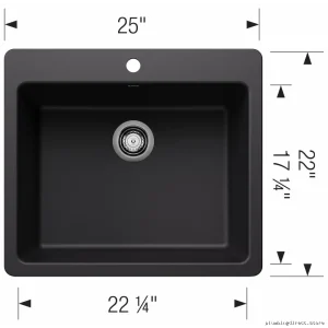 Liven Single Bowl Dual-Install Kitchen Sink in Coal Black