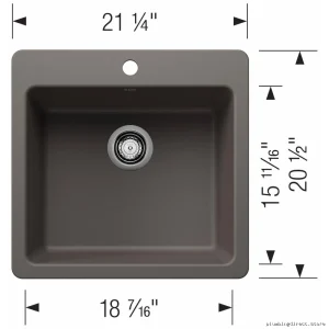 Liven Single Bowl Dual Mount Kitchen Sink - Volcano Gray & Blanco 403664