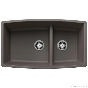 Low Divide Undermount Silgranit Kitchen Sink - Volcano Gray Performa U