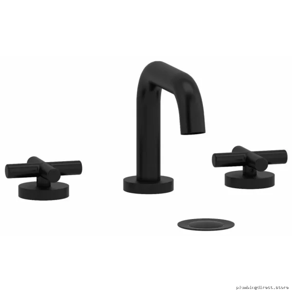 Black Widespread Bath Faucet with U-Shaped Spout & Cross Handles - Low Flow Efficiency