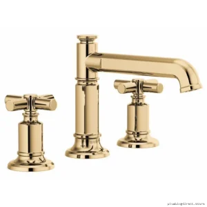 Invari Modern Low-Flow Mid-Rise Faucet Fewer Handles Polished Gold Model