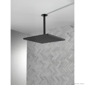 Raincan 12-Square 1-Setting Low-Flow Shower Head - Durable Matte Black Delta Model 52159-BL