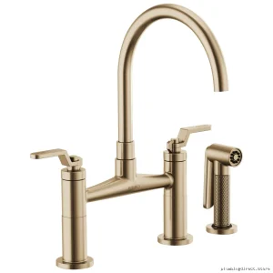 Luxe Gold Kitchen Faucet with Arc Spout & Industrial Handles