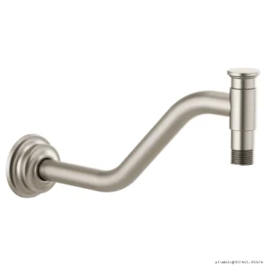 Luxe Nickel 11-Inch Angled Shower Arm & Flange - Invari RP100325NK