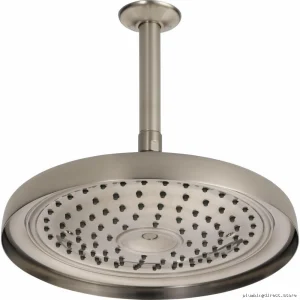 Luxe Nickel Rainfall Shower Head - Ceiling Mount Low-Flow 2.5 GPM - 11-Inch