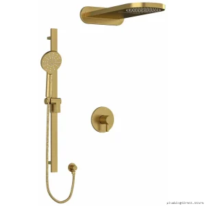 RioBel Paradox Luxury Adjustable Temp Thermostat Shower Faucet in Brushed Gold