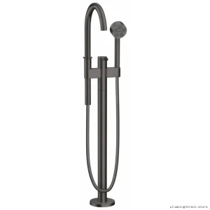 Axor One Freestanding Tub Faucet with Handheld Shower - Brushed Black Chrome Luxury Finish