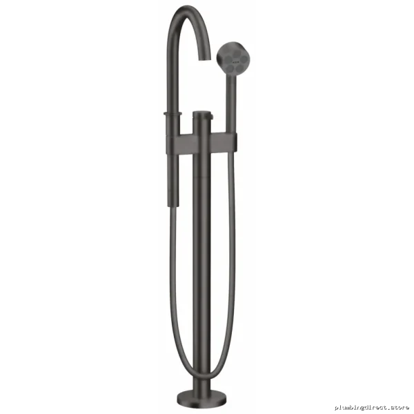 Axor One Freestanding Tub Faucet with Handheld Shower - Brushed Black Chrome Luxury Finish