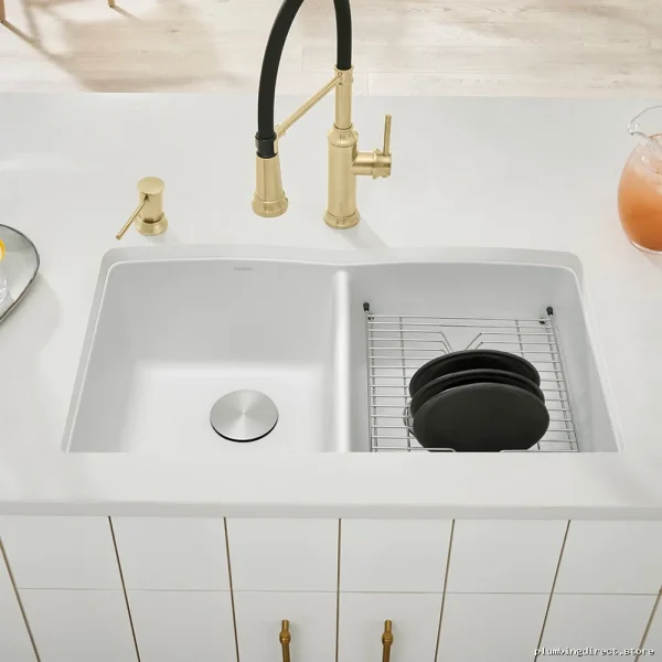 Luxury Blanco Diamond U White Silgranit Double Bowl Sink - Image 2