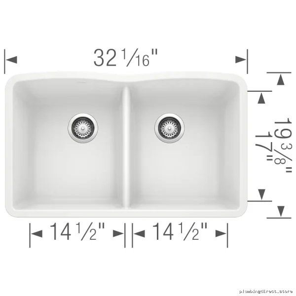 Luxury Blanco Diamond U White Silgranit Double Bowl Sink - Image 3