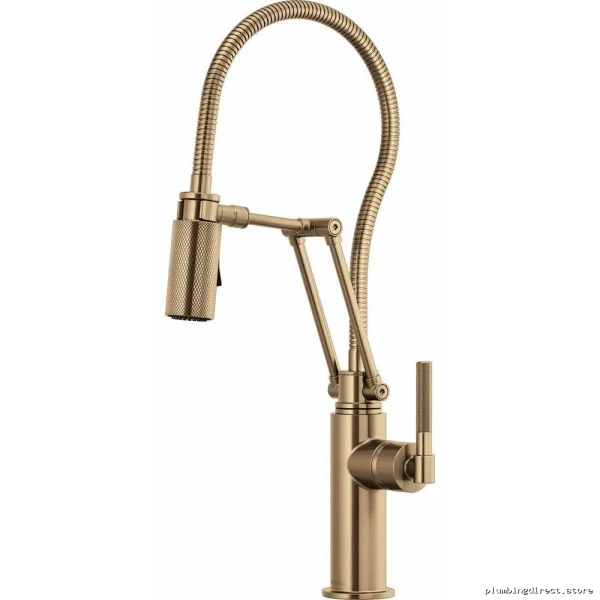 Luxury Articulating Kitchen Faucet with Polished Hose & Ergonomic Handle - Brilliance Gold Brizo