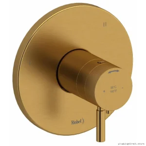 Luxury Brushed Gold Thermostatic Valve with 3 Functions by RIOBEL