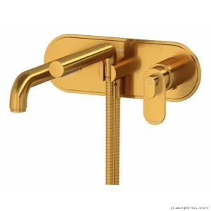 Luxury Brushed Gold Wall-Mount Tub Filler Trim - Modern Design